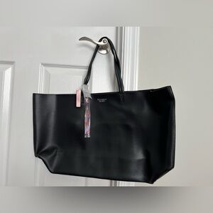 NEW Limited Edition Victoria’s Secret Large Faux Leather Tote - Black w/ Tassel